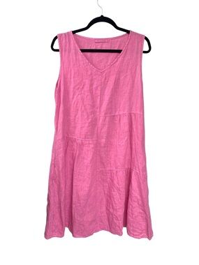 cut loose Pink Sleeveless Patch Linen Midi Dress
S